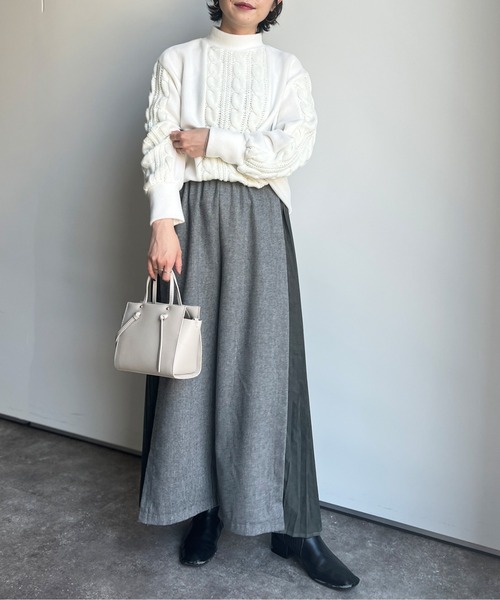 SHE TOKYO Fredグレー ワイドパンツ プリーツ入り SHE TOKYO Fredグレー ワイドパンツ プリーツ入り