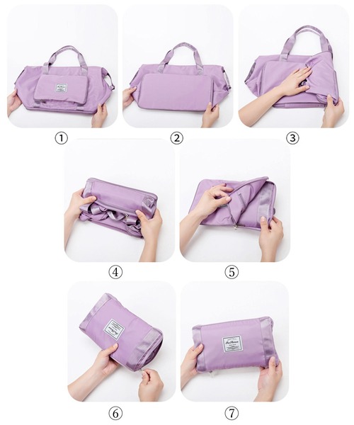 florist(フローリスト)の「【コンパクトに折り畳める】【ユニセックス】大容量ナイロンボストントラベルバッグ(ボストンバッグ・レディース・ライトパープル/ライトグリーン/ライトブルー/ブラック/グレー/ワインレッド/ピンク/スモークピンク・FREE)」の20枚目の写真