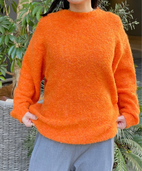 Meli rich(メリーリッチ)の「ループヤーンオーバーサイズニット(ニット/セーター・レディース・オートミール/オレンジ/チャコール・MEDIUM)」の14枚目の写真