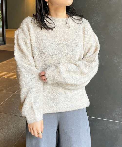 Meli rich(メリーリッチ)の「ループヤーンオーバーサイズニット(ニット/セーター・レディース・オートミール/オレンジ/チャコール・MEDIUM)」の16枚目の写真