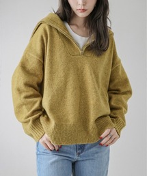 ミックスカラーヤーンハーフジップニット