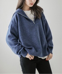 ミックスカラーヤーンハーフジップニット