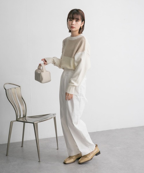 KBF(ケイビーエフ)の「ワンタックコーデュロイパンツ(その他パンツ・レディース・ネイビー/オフホワイト/カーキ・ONE)」の4枚目の写真