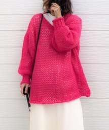 Q | モヘア風Vネックニット(ニット/セーター)