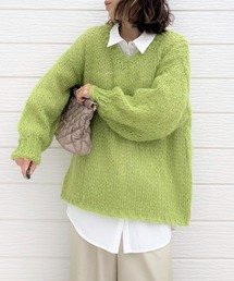 Q | モヘア風Vネックニット(ニット/セーター)