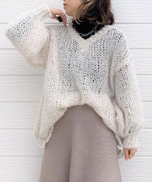 Q | モヘア風Vネックニット(ニット/セーター)