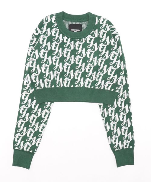 GGD SELECT(ジージーディー セレクト)の「Monogram Knit(ニット/セーター・レディース・グリーン/ベージュ・M)」の2枚目の写真