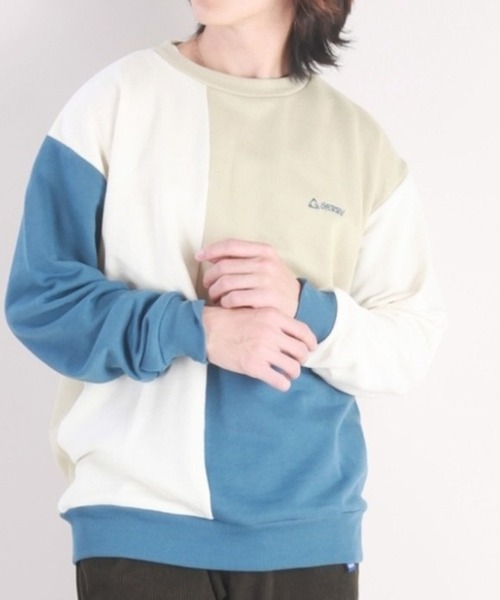 GERRY(ジェリー)の「GERRY 裏毛ワンポイント刺繍 切替 オーバーサイズスウェット(スウェット・メンズ・ベージュ/カーキ・LL/M/L)」の1枚目の写真