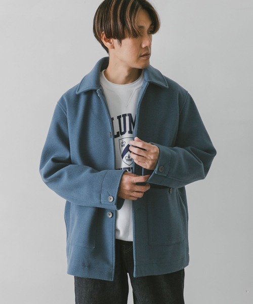 URBAN RESEARCH DOORS(アーバンリサーチドアーズ)の「ニットメルトンカバーオールジャケット(カバーオール・メンズ・カーキ/ブルー系その他/ブラック・MEDIUM/LARGE)」の8枚目の写真