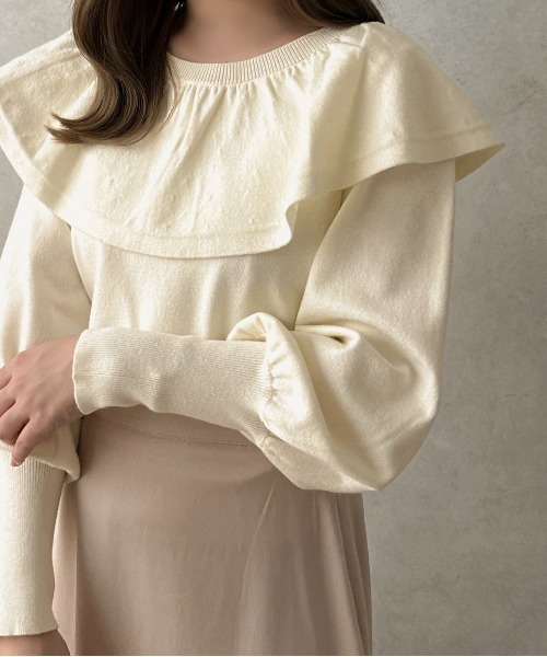 apres jour clair(アプレジュールクレア)の「【apres jour clair】ラッフルニットトップス【ZOZOTOWN限定アイテム】(ニット/セーター・レディース・アイボリー/ベージュ・X-LARGE/フリー)」の4枚目の写真