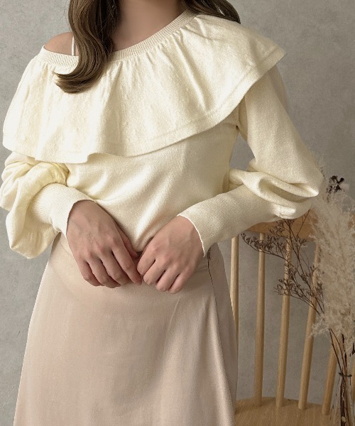 apres jour clair(アプレジュールクレア)の「【apres jour clair】ラッフルニットトップス【ZOZOTOWN限定アイテム】(ニット/セーター・レディース・アイボリー/ベージュ・X-LARGE/フリー)」の7枚目の写真