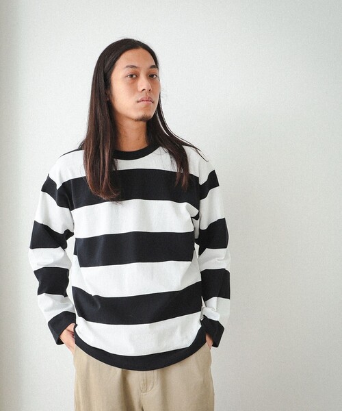 BEAMS（ビームス）の「BEAMS / 3.5インチ ボーダー Tシャツ（Tシャツ/カットソー・メンズ・ブラック/ブラウン/ネイビー・S/M/L/XL）」の9枚目の写真