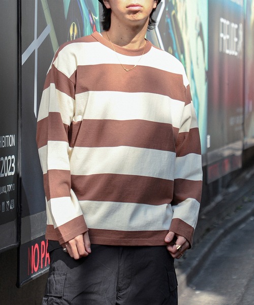 BEAMS（ビームス）の「BEAMS / 3.5インチ ボーダー Tシャツ（Tシャツ/カットソー・メンズ・ブラック/ブラウン/ネイビー・S/M/L/XL）」の2枚目の写真