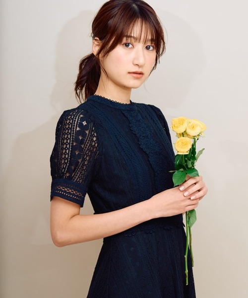 NOELA(ノエラ)の「レースワンピ(ワンピース・レディース・ライトグリーン/サックスブルー/ピンク/ブラック・S/M)」の7枚目の写真