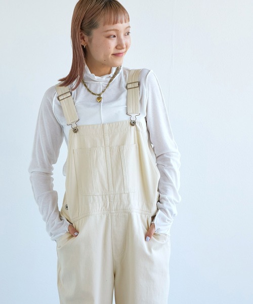 w closet（ダブルクローゼット）の「カラーオーバーオール（サロペット/オーバーオール・レディース・オフホワイト/ピンク・FREE）」の4枚目の写真