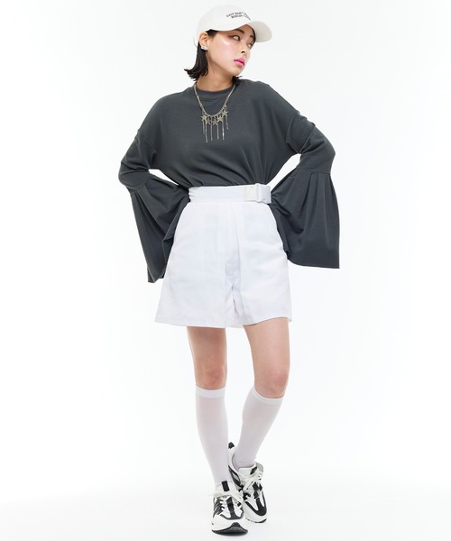 Narcissus（ナルシス）の「【Narcissus】フレアロングTシャツ（Tシャツ/カットソー・レディース・チャコールグレー/グリーン・FREE）」の20枚目の写真