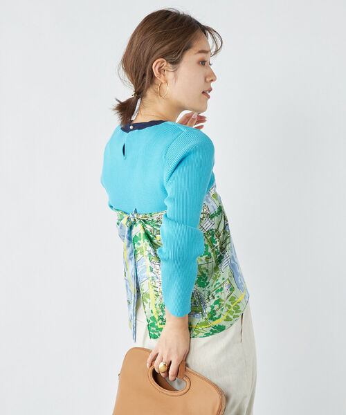 NOLLEY’S（ノーリーズ）の「《手洗い可能》配色リブ8分袖プルオーバーニット（ニット/セーター・レディース・シルバー/ネイビー/ベビーピンク/ブルー/オフホワイト・38）」の10枚目の写真