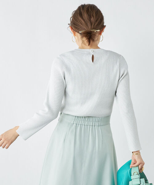 NOLLEY’S（ノーリーズ）の「《手洗い可能》配色リブ8分袖プルオーバーニット（ニット/セーター・レディース・シルバー/ネイビー/ベビーピンク/ブルー/オフホワイト・38）」の20枚目の写真