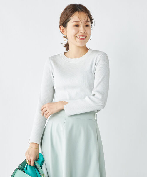 NOLLEY’S（ノーリーズ）の「《手洗い可能》配色リブ8分袖プルオーバーニット（ニット/セーター・レディース・シルバー/ネイビー/ベビーピンク/ブルー/オフホワイト・38）」の22枚目の写真