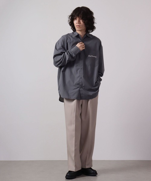 MODISH GAZE(モディシュガゼ)の「MODISH GAZE 長袖 BIGシルエット ブロードシャツ(シャツ/ブラウス・メンズ・ベージュ/ホワイト系その他/ブラック系その他/ホワイト/チャコールグレー/ブラック/パープル・F)」の12枚目の写真