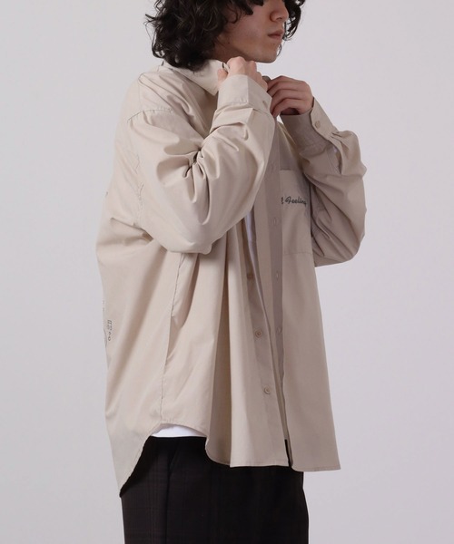 MODISH GAZE(モディシュガゼ)の「MODISH GAZE 長袖 BIGシルエット ブロードシャツ(シャツ/ブラウス・メンズ・ベージュ/ホワイト系その他/ブラック系その他/ホワイト/チャコールグレー/ブラック/パープル・F)」の14枚目の写真