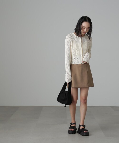 FREE'S MART（フリーズマート）の「◆ニットバッグ（トートバッグ・レディース・ホワイト/ブラック・ﾌﾘ-）」の5枚目の写真