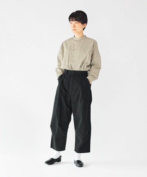 SETTO（セット）の「DOKONO PANTS：ワイドタックパンツ（チノパンツ・レディース・ベージュ/ブラック・M/L）」の11枚目の写真