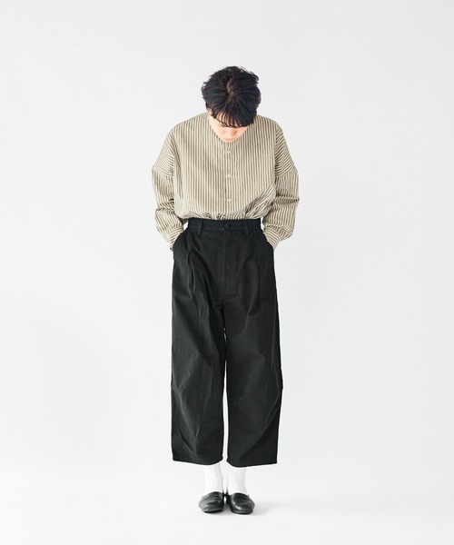 SETTO（セット）の「DOKONO PANTS：ワイドタックパンツ（チノパンツ・レディース・ベージュ/ブラック・M/L）」の12枚目の写真