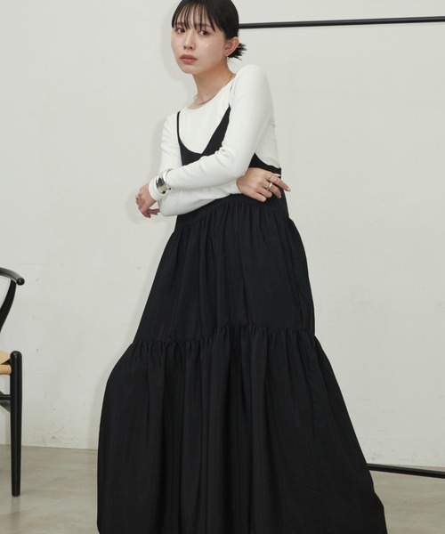 Aunt Marie's(アントマリーズ)の「ボリュームティアードキャミワンピース(ワンピース・レディース・ブラウン/ブラック/ブルー/ピンク・FREE)」の11枚目の写真