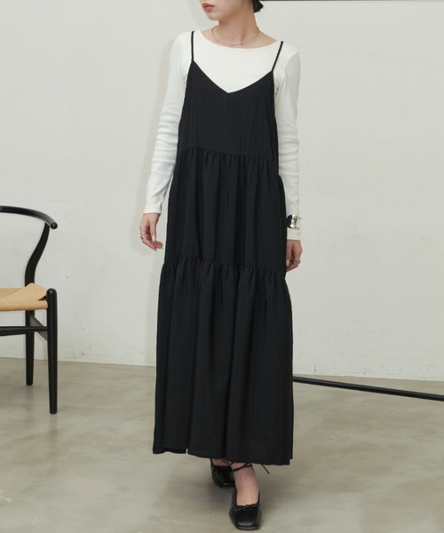 Aunt Marie's(アントマリーズ)の「ボリュームティアードキャミワンピース(ワンピース・レディース・ブラウン/ブラック/ブルー/ピンク・FREE)」の6枚目の写真