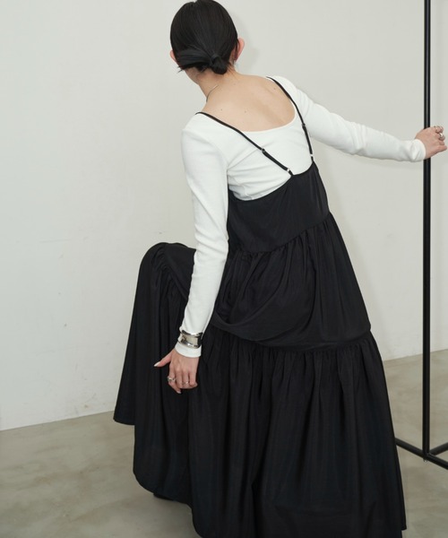 Aunt Marie's(アントマリーズ)の「ボリュームティアードキャミワンピース(ワンピース・レディース・ブラウン/ブラック/ブルー/ピンク・FREE)」の10枚目の写真