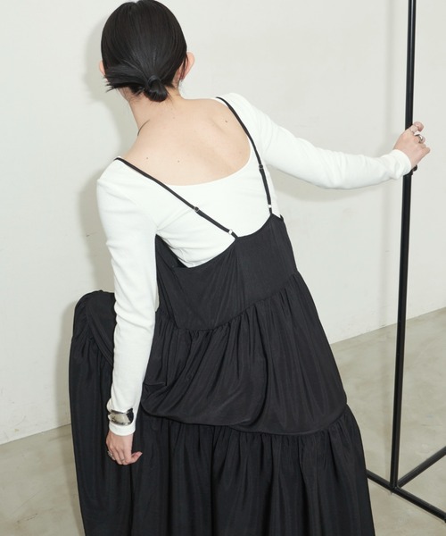 Aunt Marie's(アントマリーズ)の「ボリュームティアードキャミワンピース(ワンピース・レディース・ブラウン/ブラック/ブルー/ピンク・FREE)」の9枚目の写真