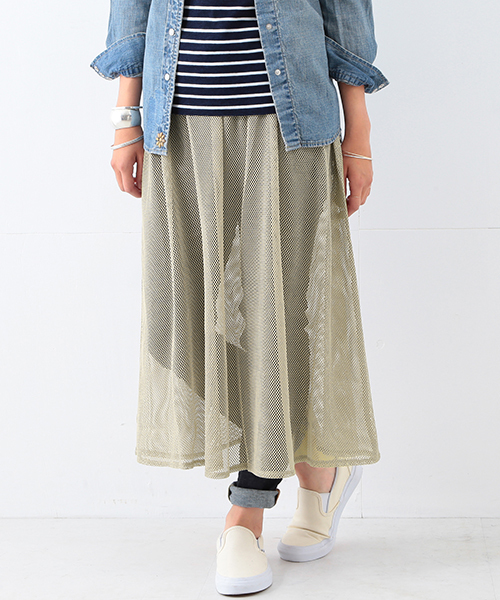 Ray BEAMS（レイビームス）の「Ray BEAMS / メッシュシアー スカート（スカート・レディース・ブラック/ベージュ/オリーブ・ONE SIZE）」の3枚目の写真
