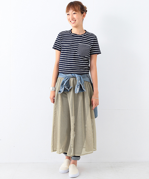 Ray BEAMS（レイビームス）の「Ray BEAMS / メッシュシアー スカート（スカート・レディース・ブラック/ベージュ/オリーブ・ONE SIZE）」の21枚目の写真