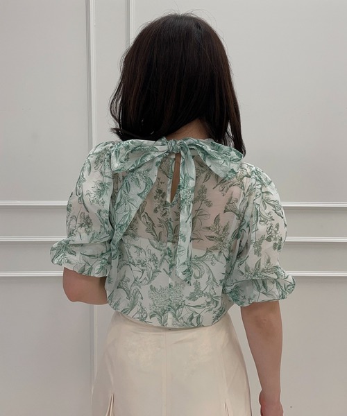 EIMY ISTOIRE（エイミーイストワール）の「Camila flowerバルーンスリーブバックリボンブラウス（シャツ/ブラウス・レディース・グリーン/ラベンダー・FREE）」の11枚目の写真
