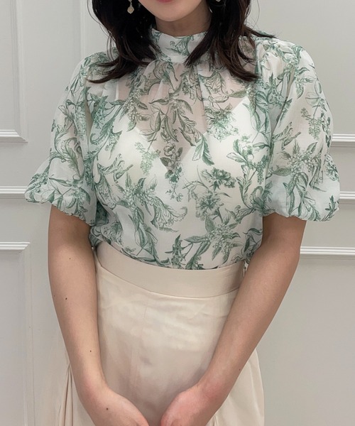 EIMY ISTOIRE（エイミーイストワール）の「Camila flowerバルーンスリーブバックリボンブラウス（シャツ/ブラウス・レディース・グリーン/ラベンダー・FREE）」の10枚目の写真