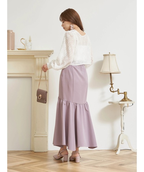 earth music&ecology（アースミュージックアンドエコロジー）の「SET2点カットジャカードカーディガン+ビスチェ（カーディガン/ボレロ・レディース・オフホワイト/ライム/サックスブルー・FREE）」の7枚目の写真