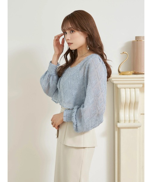 earth music&ecology（アースミュージックアンドエコロジー）の「SET2点カットジャカードカーディガン+ビスチェ（カーディガン/ボレロ・レディース・オフホワイト/ライム/サックスブルー・FREE）」の19枚目の写真