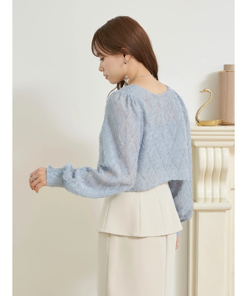 earth music&ecology（アースミュージックアンドエコロジー）の「SET2点カットジャカードカーディガン+ビスチェ（カーディガン/ボレロ・レディース・オフホワイト/ライム/サックスブルー・FREE）」の20枚目の写真