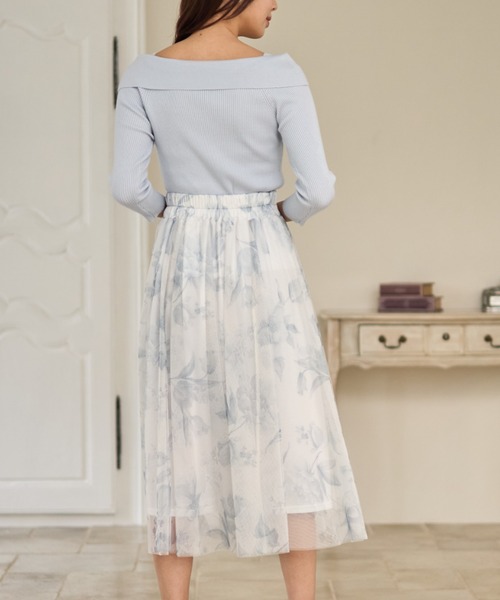 tocco closet(トッコ クローゼット)の「フラワープリントチュールフレアスカート(スカート・レディース・サックスブルー/ホワイト・M)」の20枚目の写真