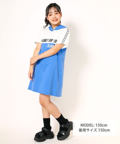 ZIDDY（ジディ）の「フード切り替えワンピース(130~160cm)（ワンピース・キッズ・ブルー/オレンジ・150/130/160/140）」の16枚目の写真