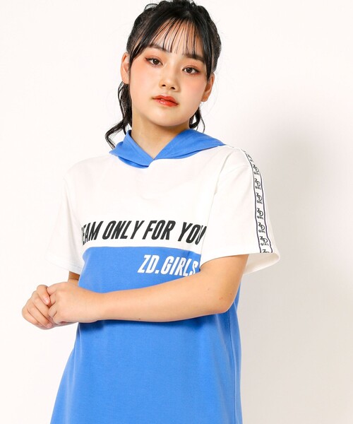 ZIDDY（ジディ）の「フード切り替えワンピース(130~160cm)（ワンピース・キッズ・ブルー/オレンジ・150/130/160/140）」の18枚目の写真