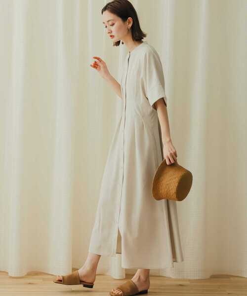 『堀田真由さん着用』リネンライクウエストタックシャツワンピース