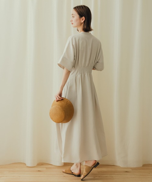 『堀田真由さん着用』リネンライクウエストタックシャツワンピース