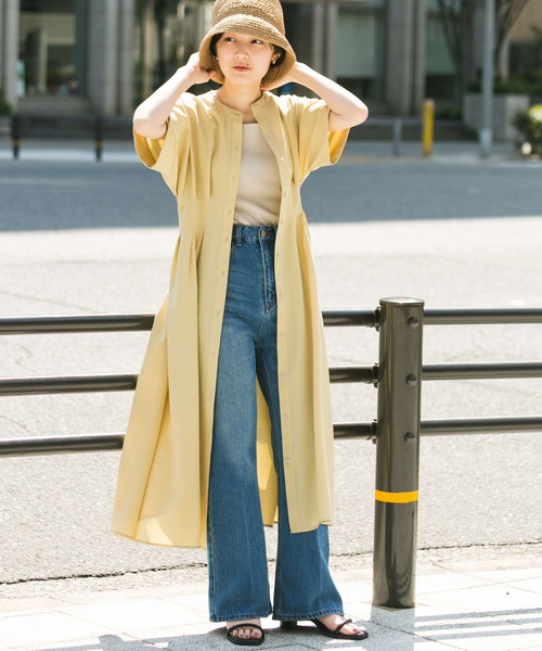 SENSE OF PLACE by URBAN RESEARCH（センスオブプレイスバイアーバンリサーチ）の「リネンライクウエストタックシャツワンピース（ワンピース・レディース・ベージュ/ブラック/ライトベージュ/ブルー・S/ONE）」の16枚目の写真