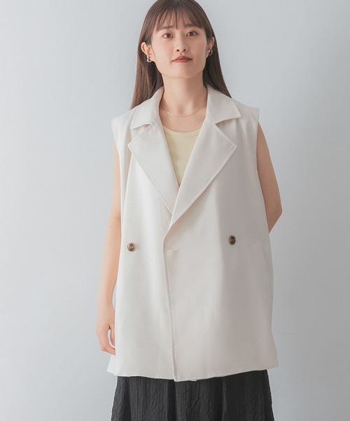 SENSE OF PLACE by URBAN RESEARCH(センスオブプレイスバイアーバンリサーチ)の「『ユニセックス』ダブルブレストベスト(ベスト・メンズ・ブラック/ブルー/ライトベージュ・MEDIUM/LARGE)」の3枚目の写真