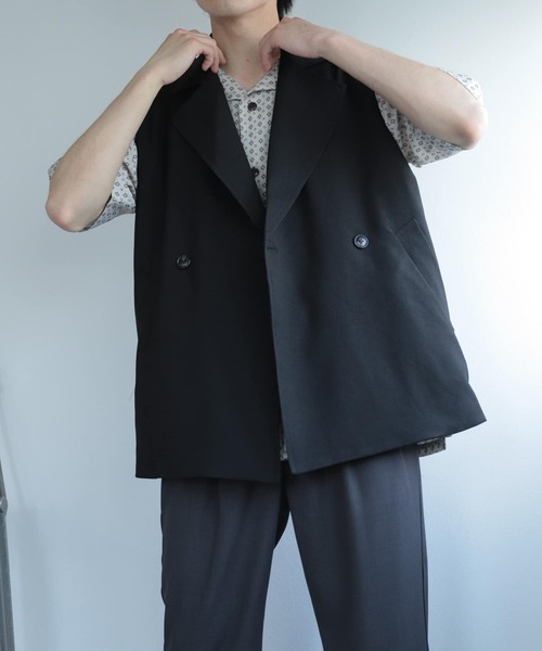 SENSE OF PLACE by URBAN RESEARCH(センスオブプレイスバイアーバンリサーチ)の「『ユニセックス』ダブルブレストベスト(ベスト・メンズ・ブラック/ブルー/ライトベージュ・MEDIUM/LARGE)」の22枚目の写真