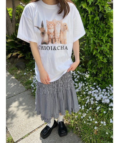 WC(ダブル シー)の「cat&rabbitビッグT(Tシャツ/カットソー・レディース・ホワイト/オートミール・FREE)」の6枚目の写真