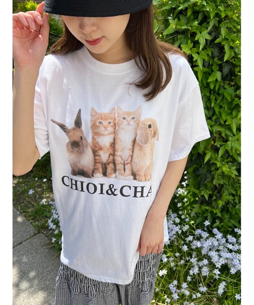 WC(ダブル シー)の「cat&rabbitビッグT(Tシャツ/カットソー・レディース・ホワイト/オートミール・FREE)」の3枚目の写真