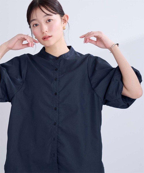 UR'S（ユアーズ）の「釦配色バルーンスリーブブラウス（シャツ/ブラウス・レディース・ブルー/ダークネイビー/ホワイト/ブラック系その他・S/M/L）」の18枚目の写真
